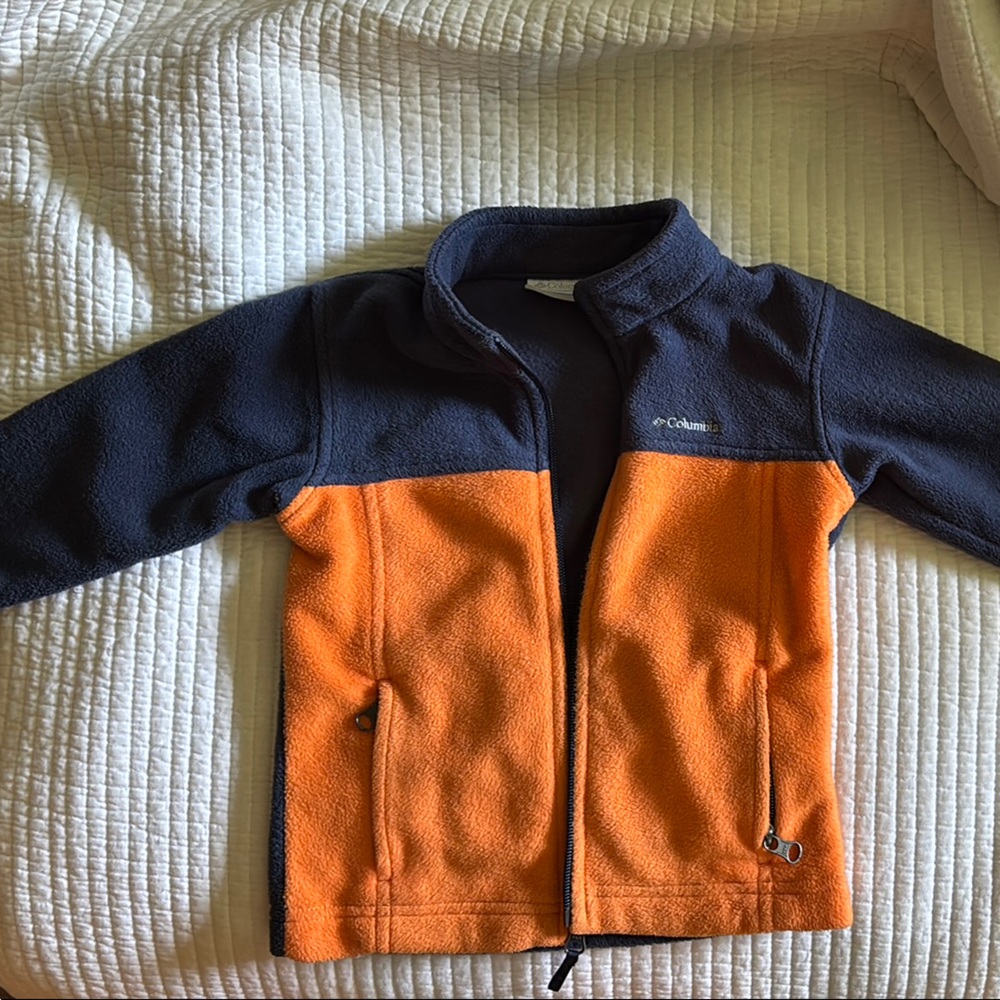 Columbia Toddler Dark Blue and Bright Orange Fleece Full Zip
